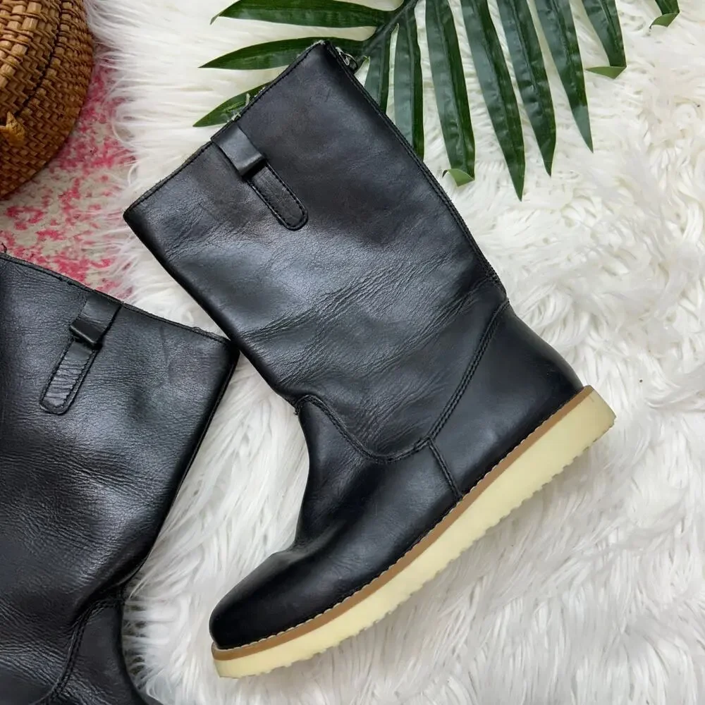 Zara Kids Black Leather Boots 33 / 1.5 Neutral Casual Winter Fall